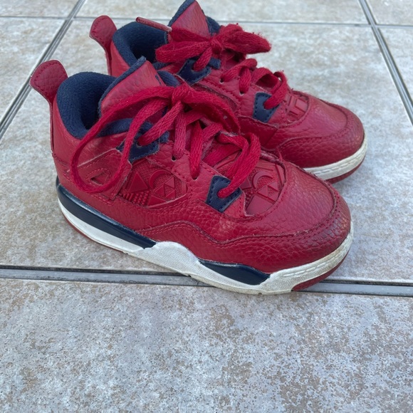 Nike Toddler Air Jordan Retro 4 TD Fiba Sneakers Gym Red BQ7670-617 size 8C - Picture 5 of 9